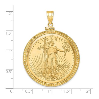 14K Yellow Gold 1oz American Eagle Coin Bezel Pendant – view 2