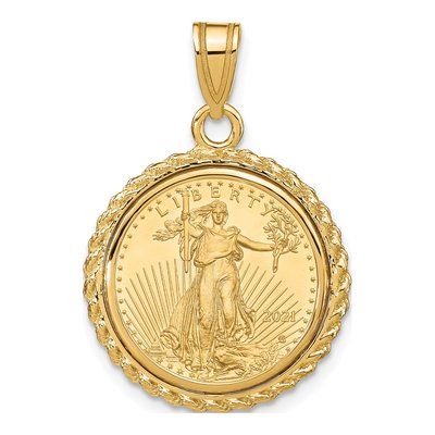 14K Yellow Gold Coin Bezel for 10oz Eagle Pendant