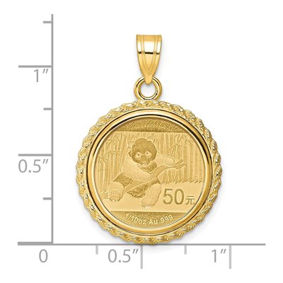 14K Yellow Gold Panda Coin Bezel Pendant – view 2