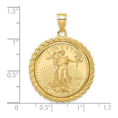 14K Yellow Gold Coin Bezel for 4oz Eagle Pendant – view 2
