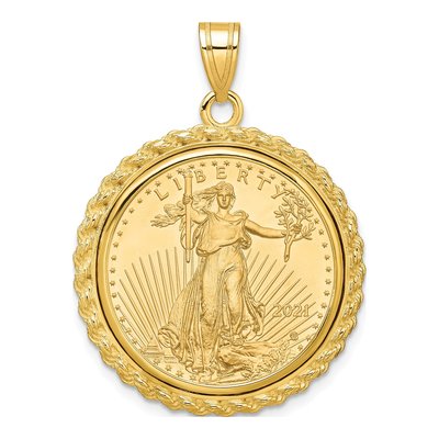 14K Yellow Gold Coin Bezel for 4oz Eagle Pendant
