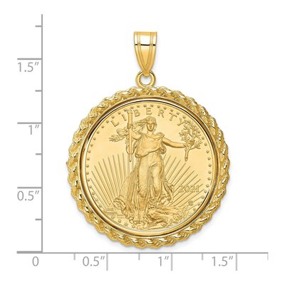 14K Yellow Gold Rope Coin Bezel Pendant – view 2