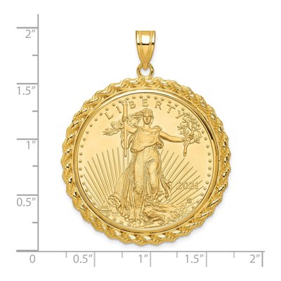 14K Yellow Gold Rope Bezel for 1oz American Eagle Pendant – view 2