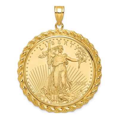 14K Yellow Gold Rope Bezel for 1oz American Eagle Pendant