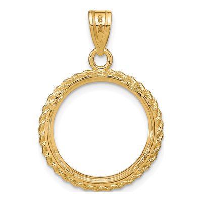 14K Yellow Gold Rope Coin Bezel Pendant – view 4