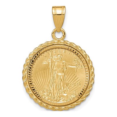 14K Yellow Gold Rope Bezel for 10oz Eagle Coin Pendant