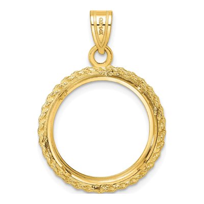 14K Yellow Gold Rope Coin Bezel Pendant – view 4