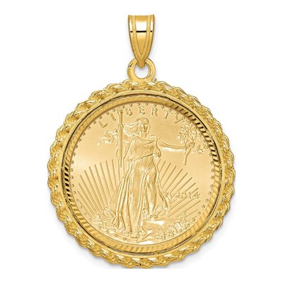 14K Yellow Gold Rope Bezel for 4oz Eagle Coin Pendant