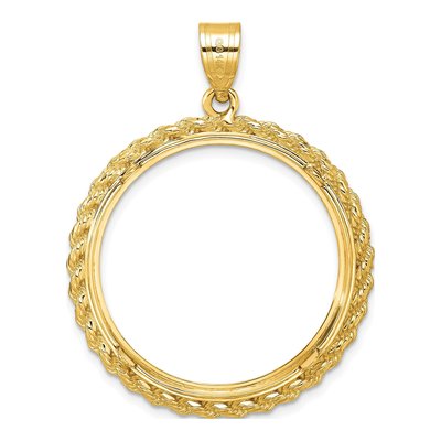 14K Yellow Gold Rope Coin Bezel Pendant – view 4