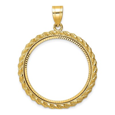14K Yellow Gold Rope Coin Bezel Pendant