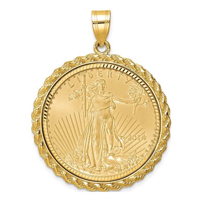 14K Yellow Gold Rope Bezel for 2oz American Eagle Pendant