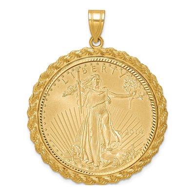 14K Yellow Gold Rope Bezel for 1oz American Eagle Pendant