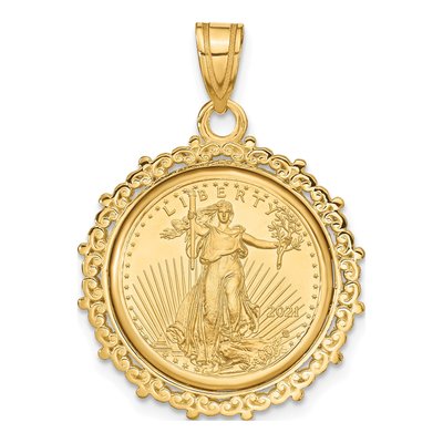 14K Yellow Gold American Eagle Coin Bezel Pendant
