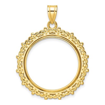 14K Yellow Gold Prong Coin Bezel Coin Bezel
