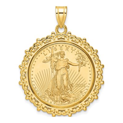 14K Yellow Gold American Eagle Coin Bezel Pendant