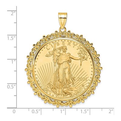 14K Yellow Gold Coin Bezel Pendant – view 2