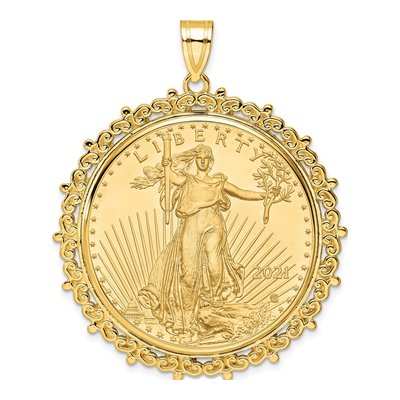 14K Yellow Gold Coin Bezel Pendant