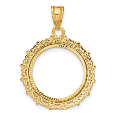 14K Yellow Gold Coin Bezel Pendant