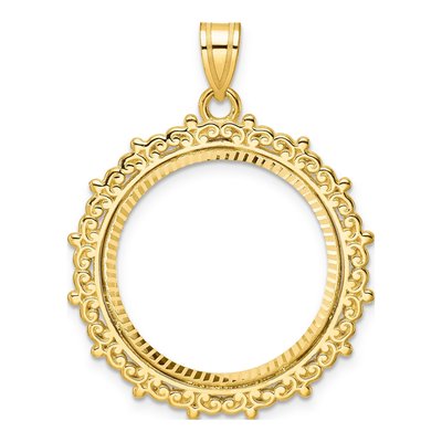 14K Yellow Gold Coin Bezel for Oz Eagle Pendant
