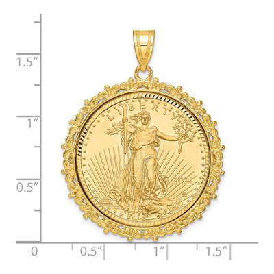 14K Yellow Gold Diamond-Cut Bezel for 2oz Eagle Coin Pendant – view 2