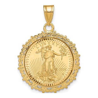 14K Yellow Gold American Eagle Coin Bezel Pendant