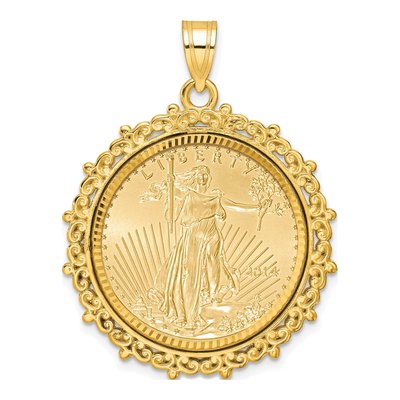 14K Yellow Gold Coin Bezel for 4oz Eagle Pendant
