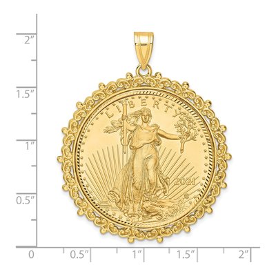 14K Yellow Gold Diamond-Cut Coin Bezel Pendant – view 2