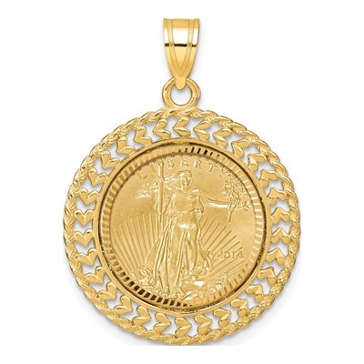 14K Yellow Gold Coin Bezel Pendant
