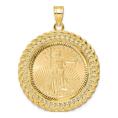 14K Yellow Gold Coin Bezel Pendant