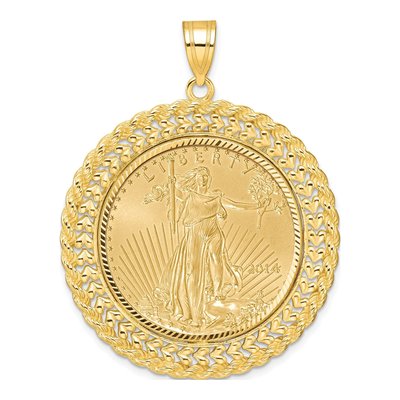 14K Yellow Gold Coin Bezel Pendant