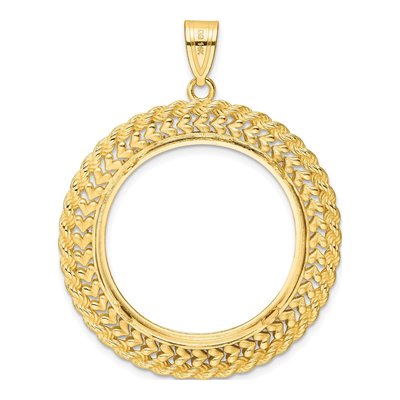 14K Yellow Gold Heart Rope Coin Bezel Pendant – view 4