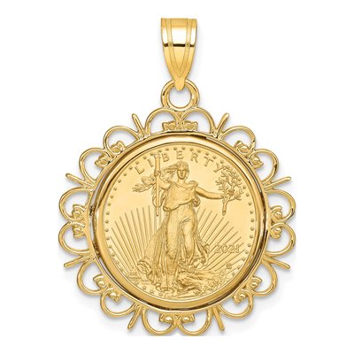 14K Yellow Gold Coin Bezel Pendant