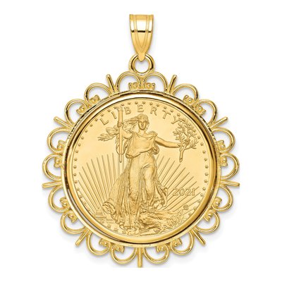 14K Yellow Gold 4oz American Eagle Coin Bezel Pendant