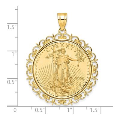 14K Yellow Gold Coin Bezel Pendant – view 2