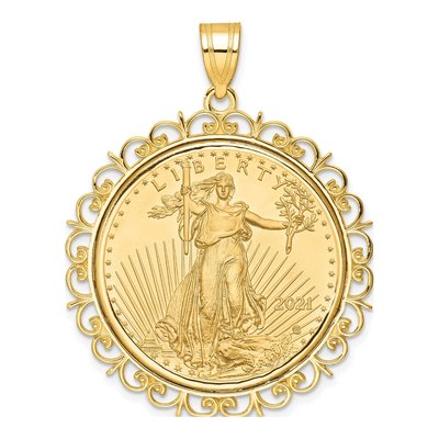 14K Yellow Gold Coin Bezel Pendant