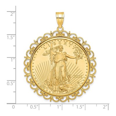 14K Yellow Gold 1oz American Eagle Coin Bezel Pendant – view 2