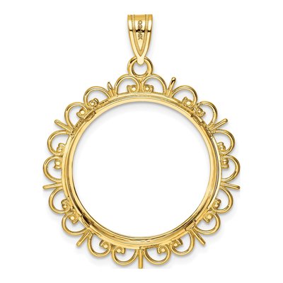 14K Yellow Gold Prong Coin Bezel Pendant – view 4