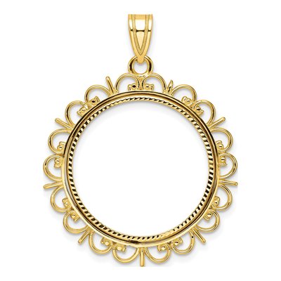 14K Yellow Gold Prong Coin Bezel Pendant