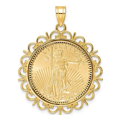 14K Yellow Gold Coin Bezel Pendant