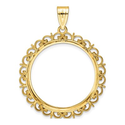 14K Yellow Gold Coin Bezel for Oz American Eagle Pendant – view 4