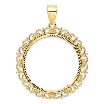 14K Yellow Gold Coin Bezel for Oz American Eagle Pendant