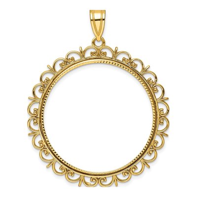 14K Yellow Gold Coin Bezel for Oz Eagle Pendant