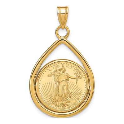 14K Yellow Gold Coin Bezel Pendant