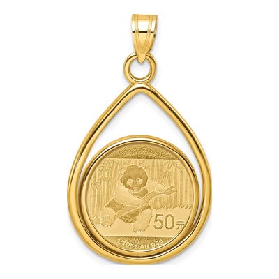 14K Yellow Gold Panda Coin Bezel Pendant