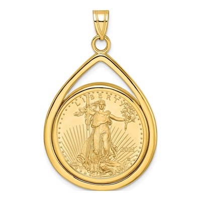 14K Yellow Gold American Eagle Coin Bezel Pendant