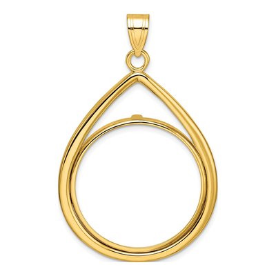14K Yellow Gold Teardrop Coin Bezel Coin Bezel