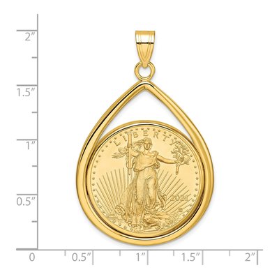 14K Yellow Gold Coin Bezel for 2oz Eagle Pendant – view 2
