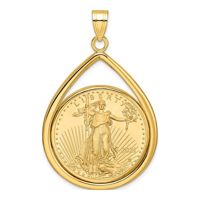 14K Yellow Gold Coin Bezel for 2oz Eagle Pendant