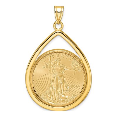 14K Yellow Gold Coin Bezel Pendant