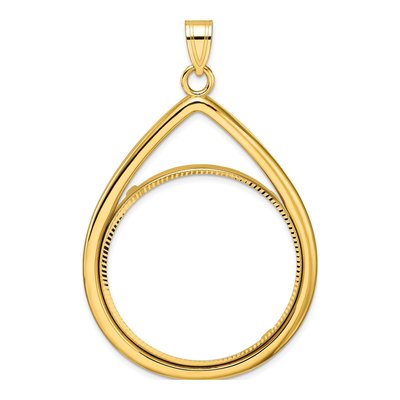 14K Yellow Gold Teardrop Coin Bezel Pendant
